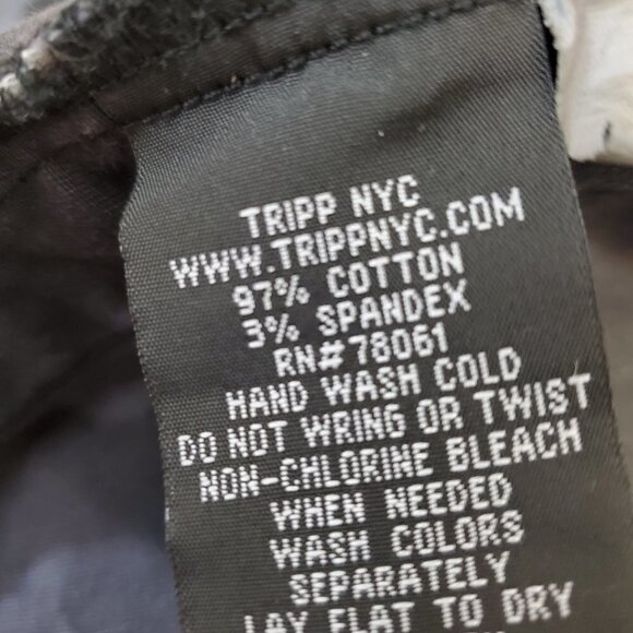 HTF Tripp NYC Blue Denim Jeans Jacket Bleached Striped Stretch Punk Emo Size S - Picture 8 of 8